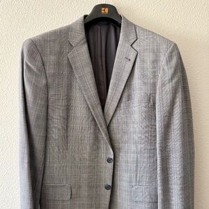 Joseph Abboud Glen Plaid Sport Coat (Black/White/Light Blue, 46L)